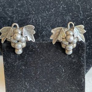 Earrings and Brooch Grape Bunch Marked A Dominguez Sterling 925 Taxco Eagle 3